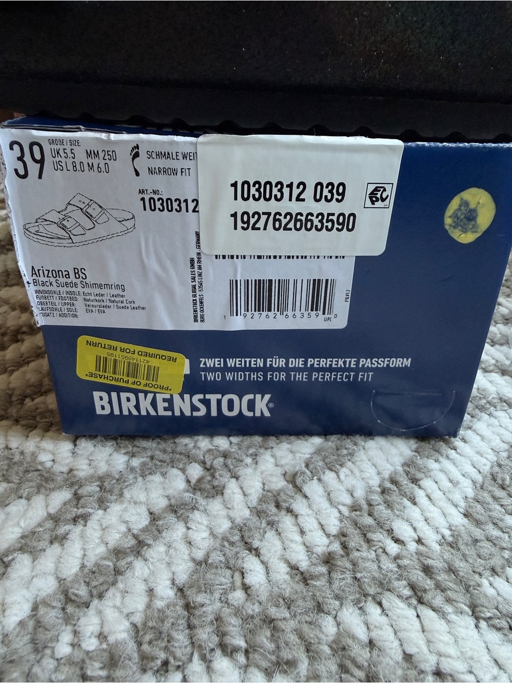 NEW Birkenstock Brand Black Simmer Suede ArizonaTwo-Strap Sandals women’s Sz 39 - Picture 5 of 15